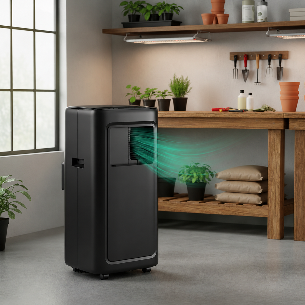 Greenhaus Gardening Smart Portable Air Conditioner with Wheels & Handles