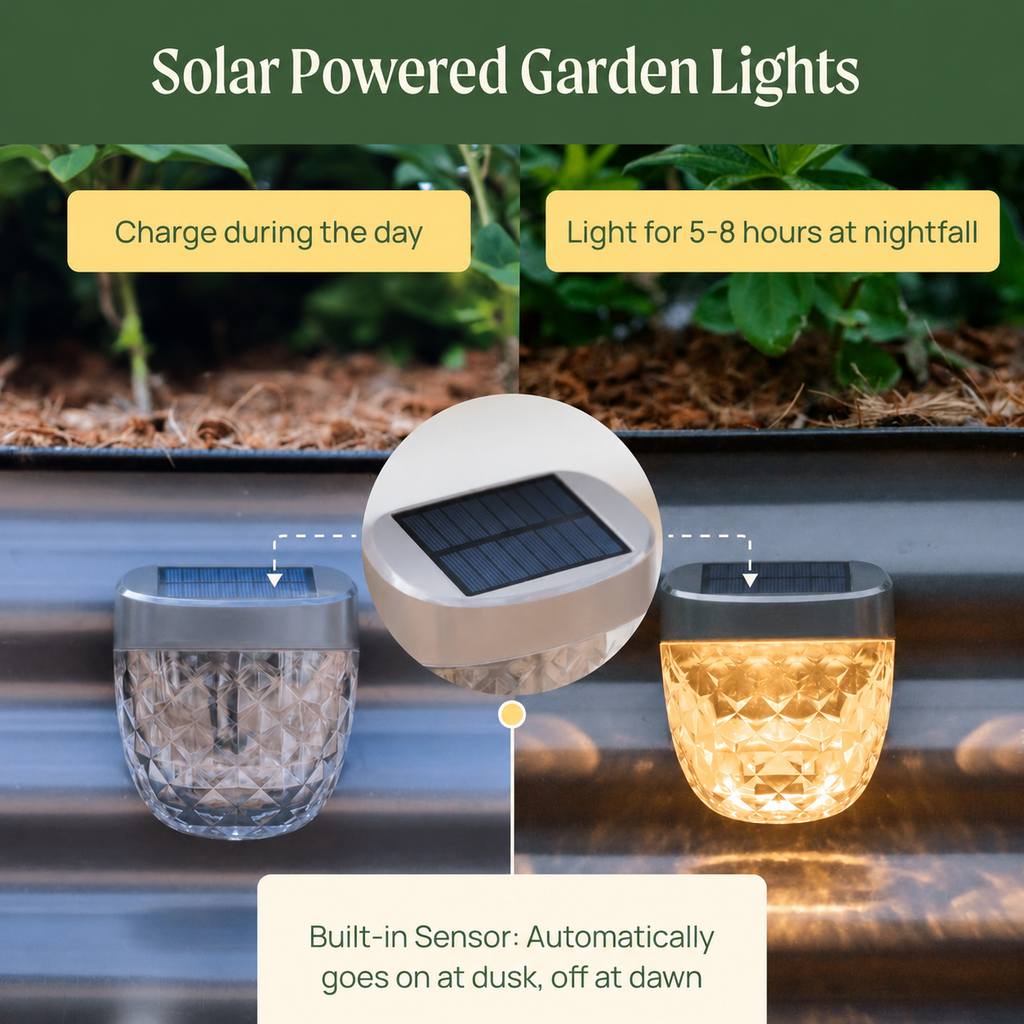 GreenHaus Gardening Decorative Solar Lights for Raised Bed Gardens