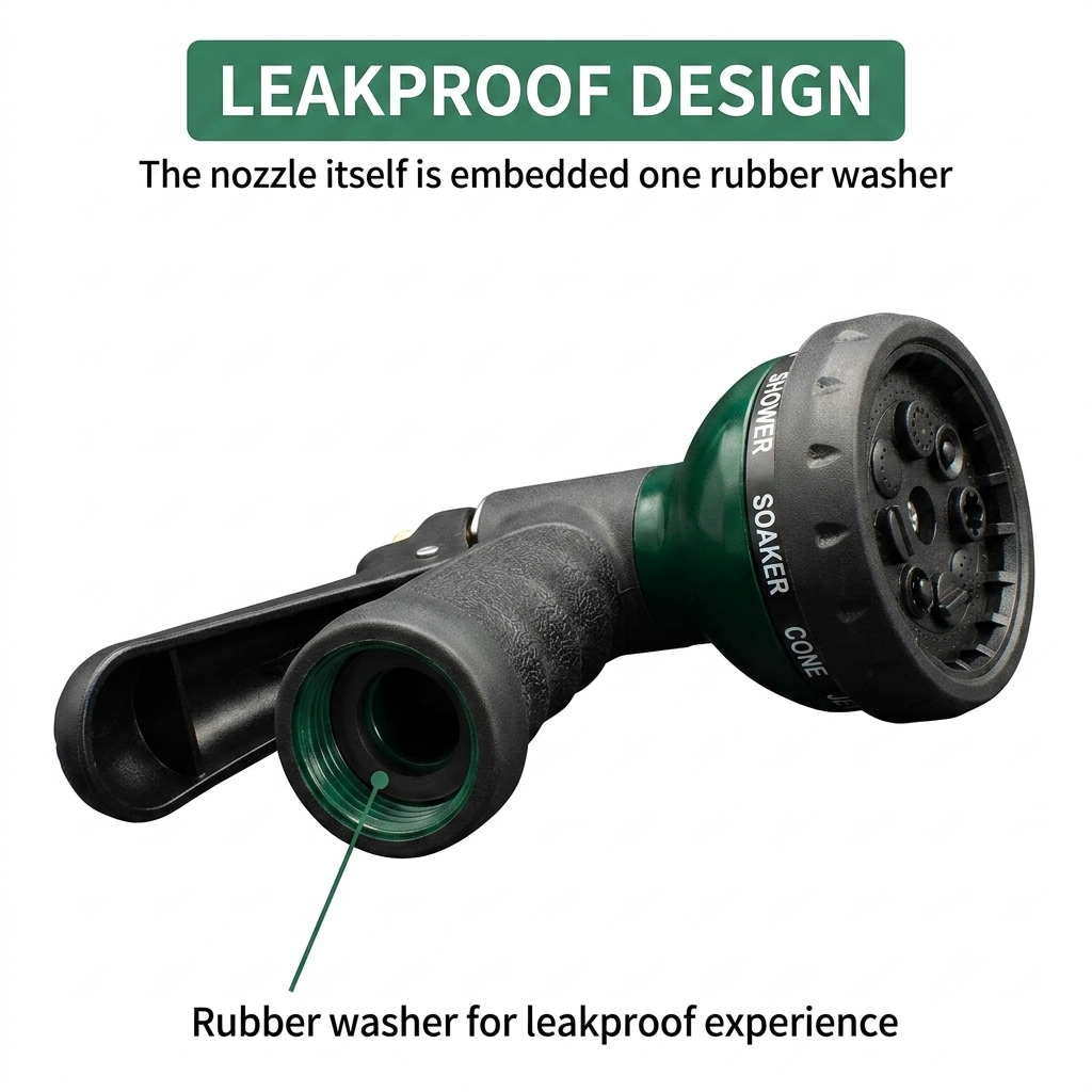 Greenhaus Gardening 7-Pattern Garden Hose Nozzle with Comfort Grip