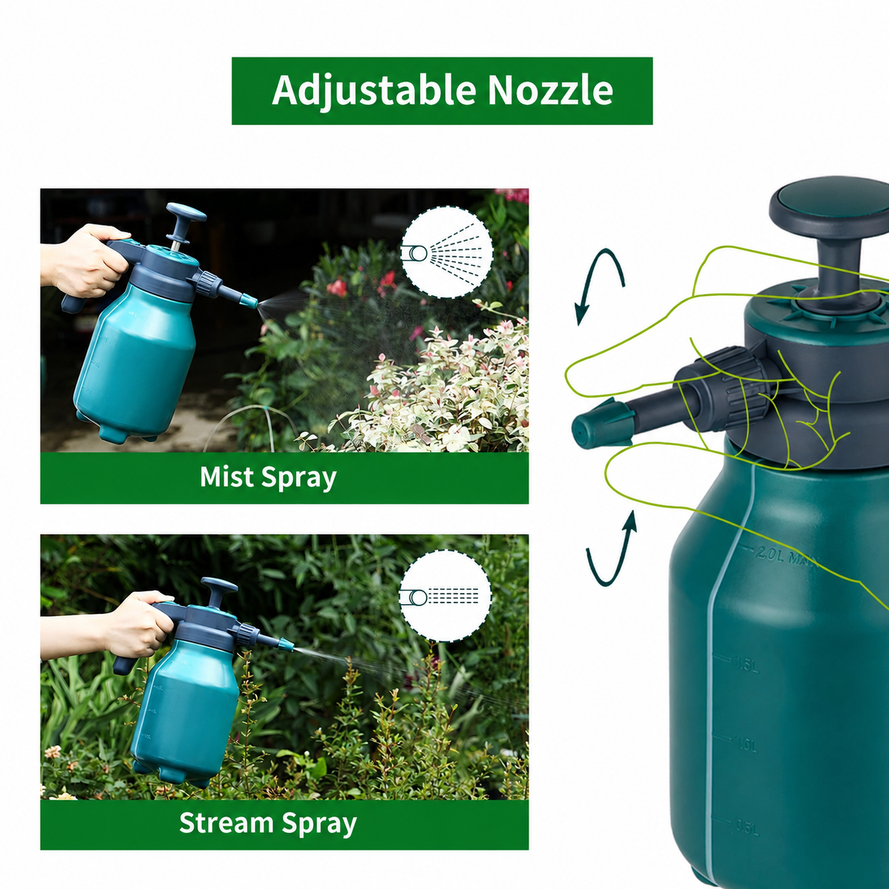 Greenhaus Gardening Hand Pump Garden Sprayer 0.5 Gallon for Plant Watering