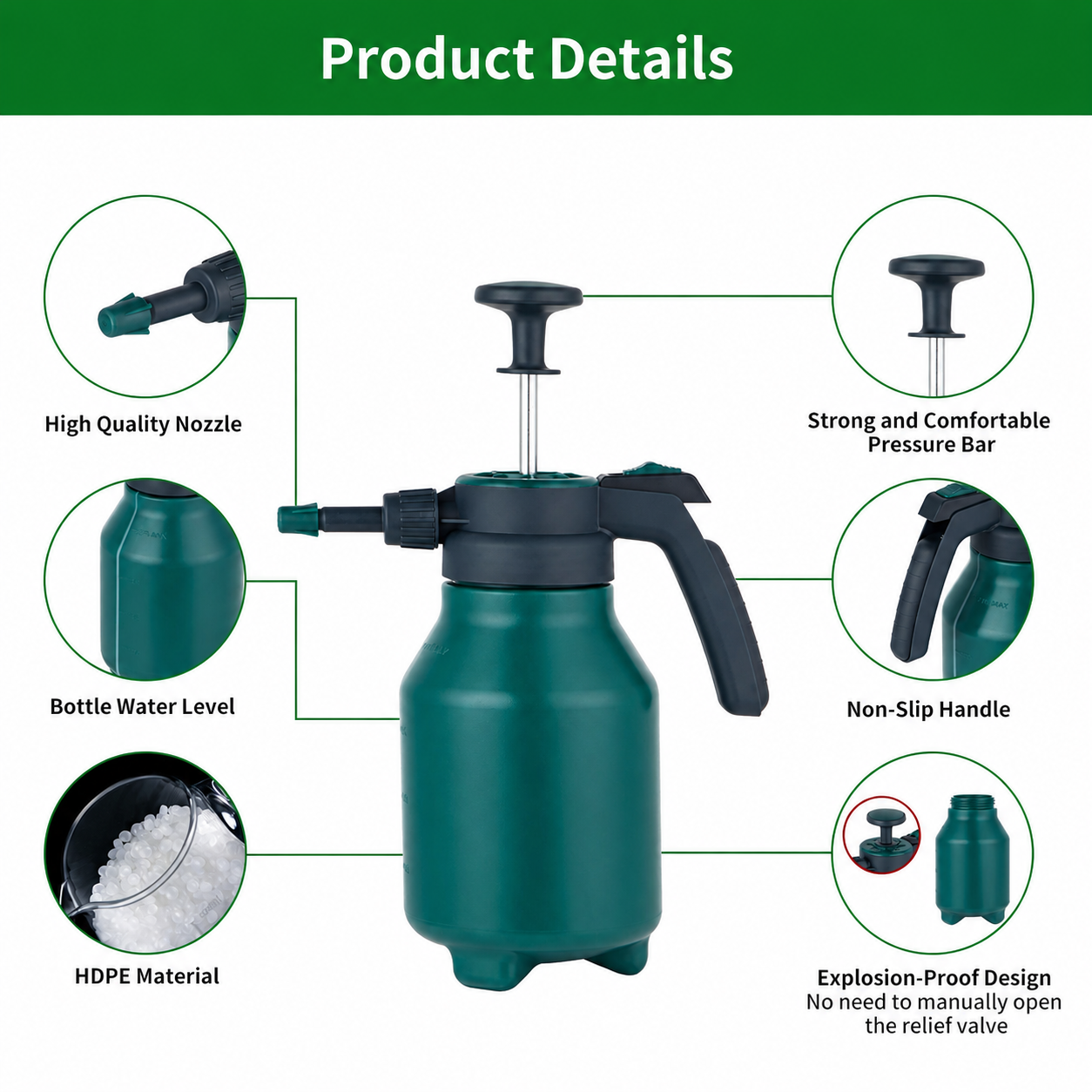 Greenhaus Gardening Hand Pump Garden Sprayer 0.5 Gallon for Plant Watering