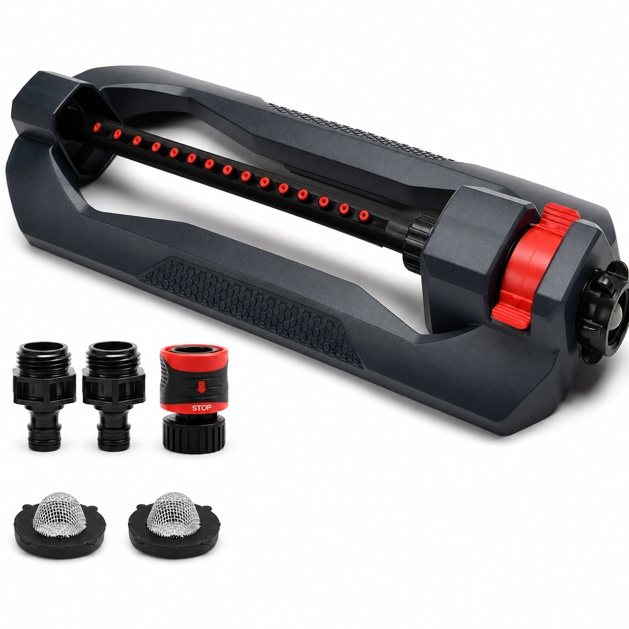 Greenhaus Gardening Oscillating Lawn Sprinkler with 16 Precision Nozzles, Covers Up to 3,600 sq. ft.