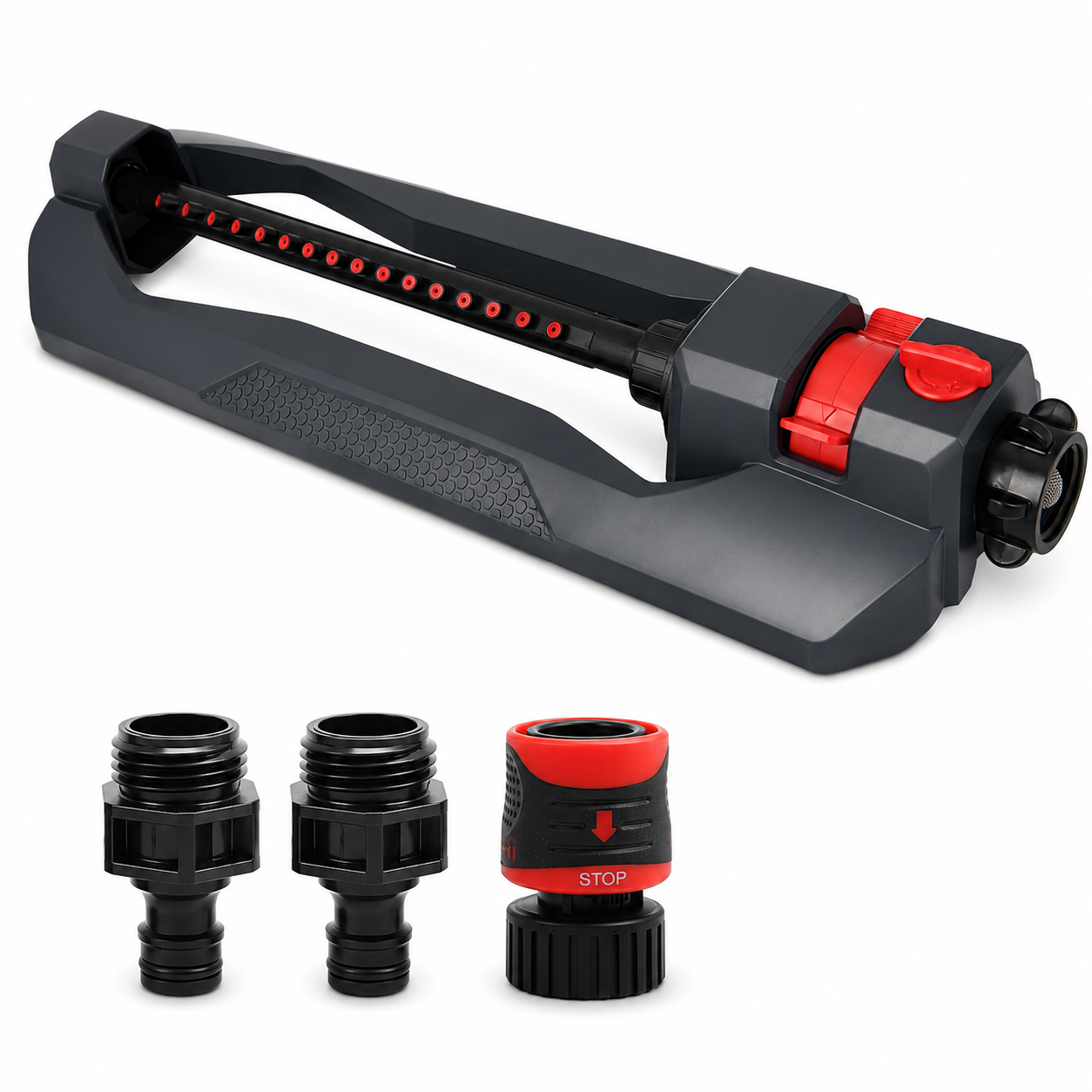 Greenhaus Gardening Oscillating Lawn Sprinkler with 16 Precision Nozzles, Covers Up to 3,600 sq. ft.