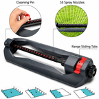 Greenhaus Gardening Oscillating Lawn Sprinkler with 16 Precision Nozzles, Covers Up to 3,600 sq. ft.