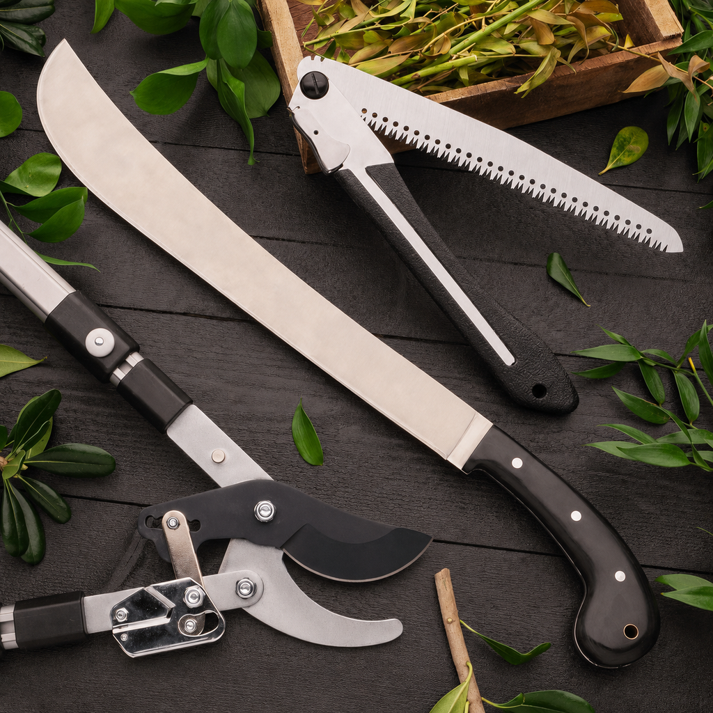 Greenhaus Gardening Garden Machete, Folding Saw & Lopper Clearing Set