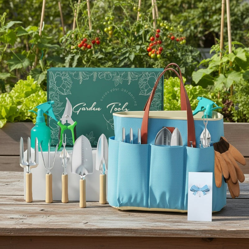 GreenHaus Gardening Complete Gardening Tool Set with Durable Garden Bag