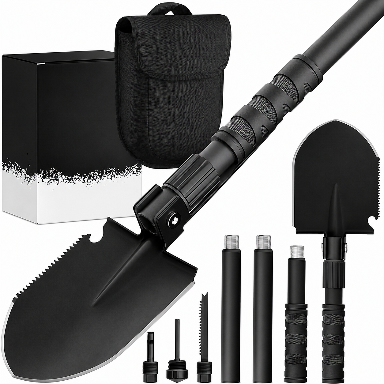 Greenhaus Gardening Heavy-Duty Survival Shovel with Carbon Steel Blade & Multi-Tool Design