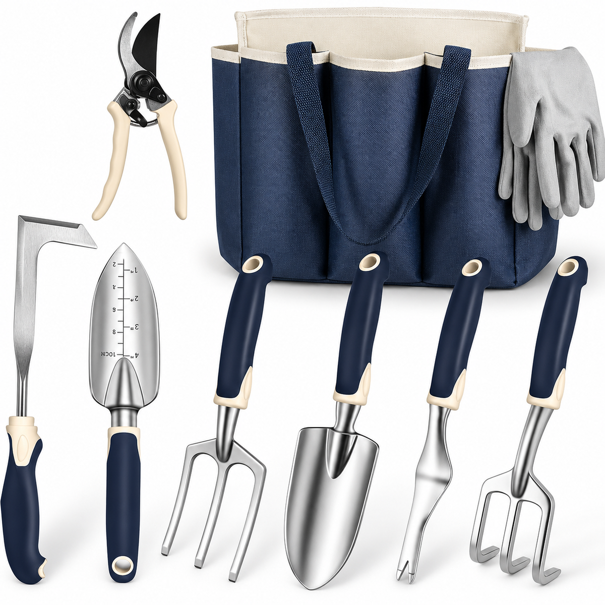 Greenhaus Gardening Complete Garden Tool Kit with Aluminum Hand Tools & Storage Tote