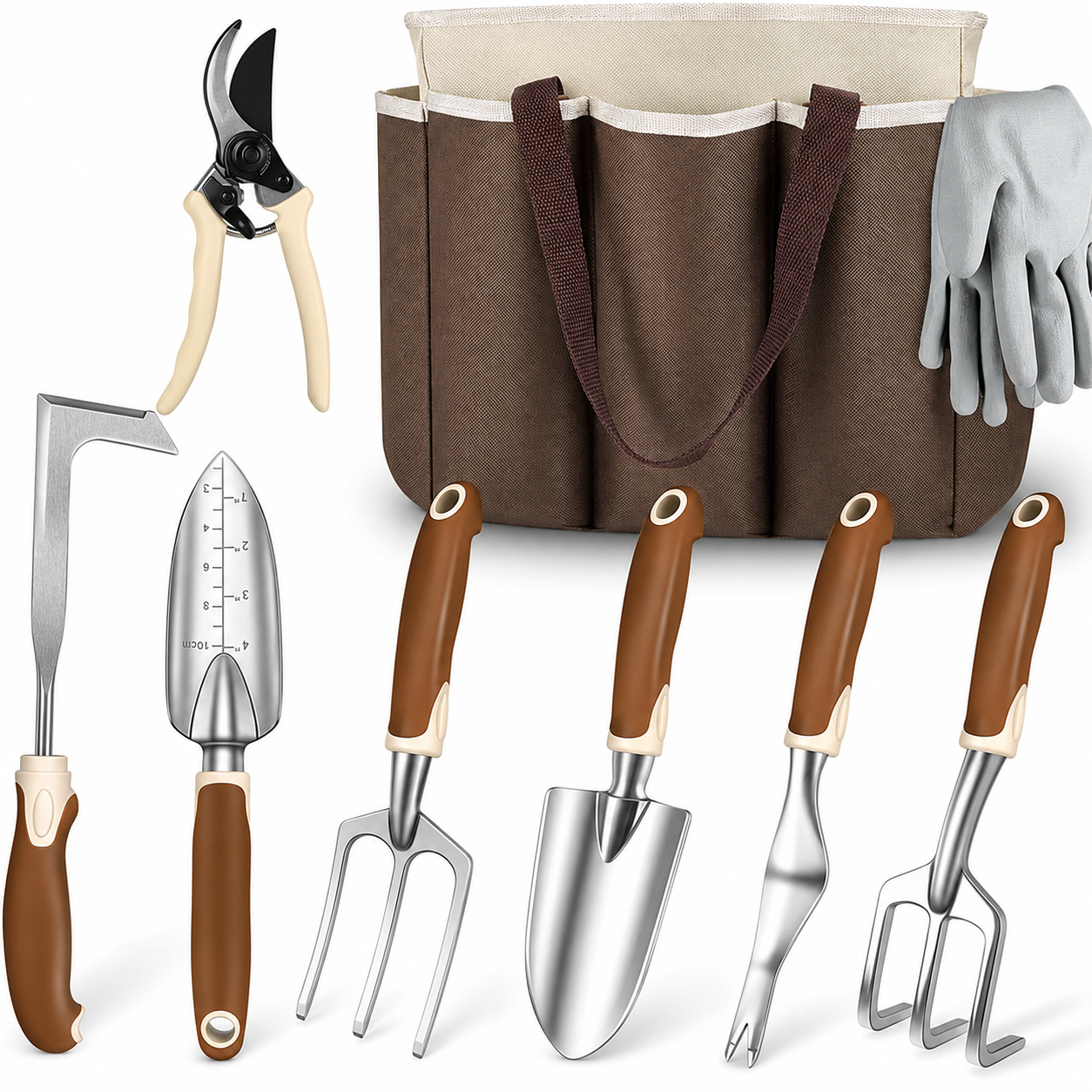 Greenhaus Gardening Complete Garden Tool Kit with Aluminum Hand Tools & Storage Tote