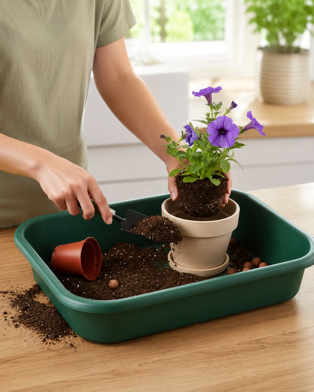 Greenhaus Gardening Extra-Large Heavy-Duty Potting Tray Set for Repotting, Soil Mixing & Bottom Watering – 2 Pack