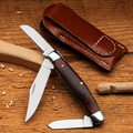 Greenhaus Gardening Folding Pocket Knife — Stainless Steel Blades & Wood Handle