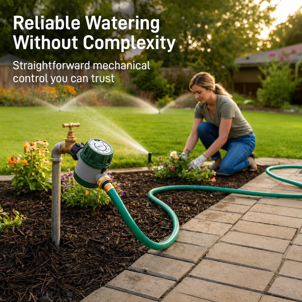 Greenhaus Gardening Mechanical Hose Water Timer with Adjustable Shut-Off Dial