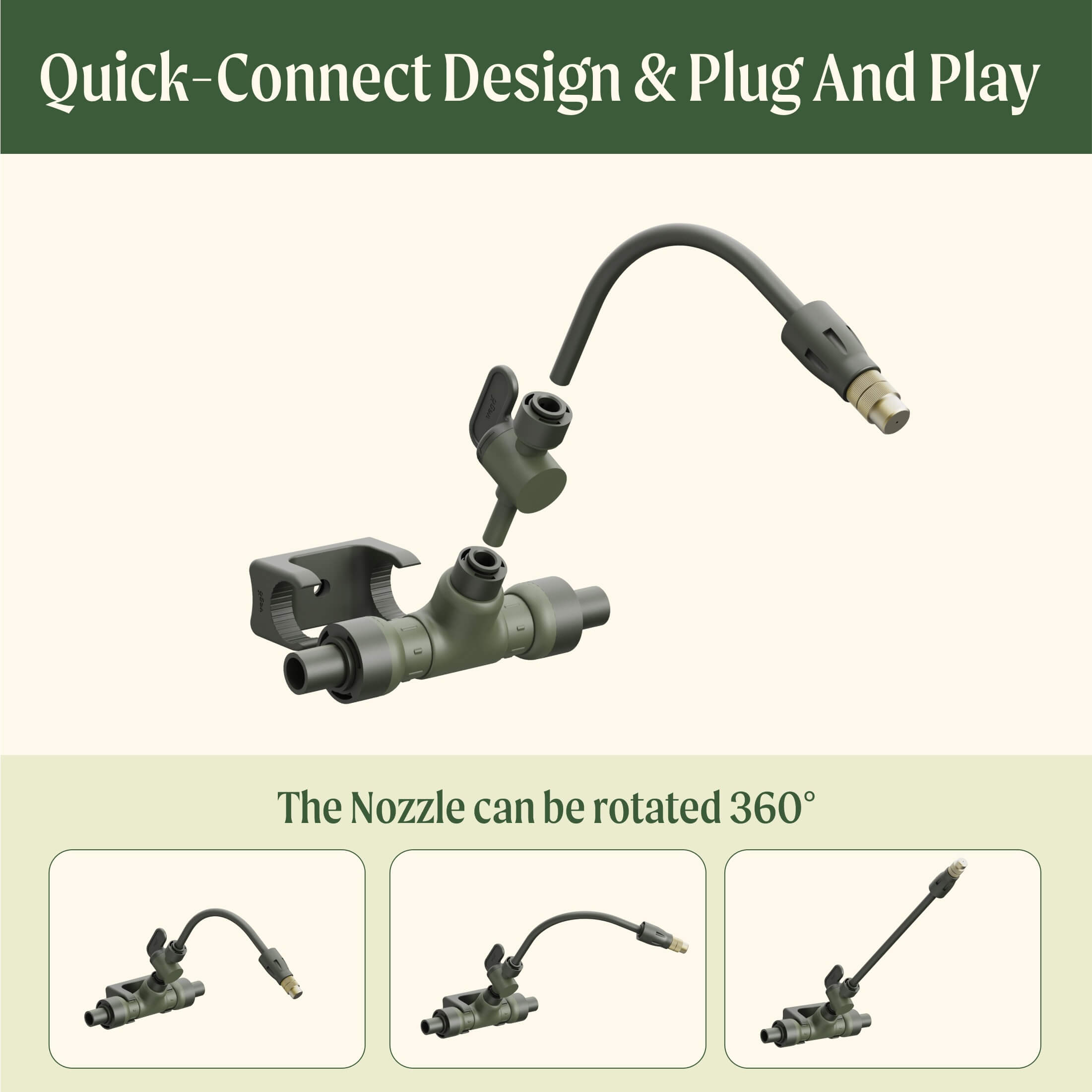 Greenhaus Gardening Drip Irrigation Kit for Raised Garden Beds with Adjustable Spray Modes