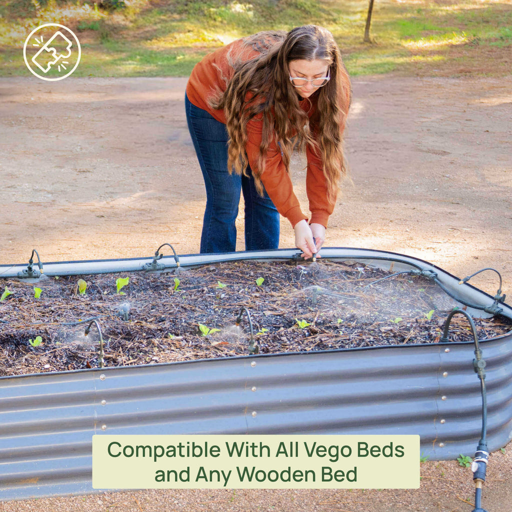 Greenhaus Gardening Drip Irrigation Kit for Raised Garden Beds with Adjustable Spray Modes