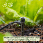 Greenhaus Gardening Drip Irrigation Kit for Raised Garden Beds with Adjustable Spray Modes