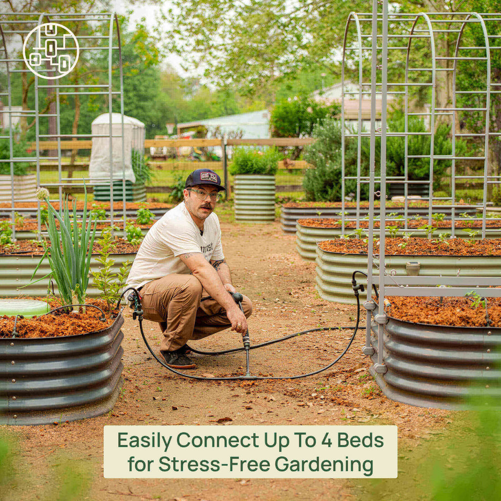 Greenhaus Gardening Drip Irrigation Kit for Raised Garden Beds with Adjustable Spray Modes