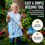 Greenhaus Gardening Stand-Up Weed Puller Tool with Bamboo Handle and Heavy-Duty 4-Claw Steel Head