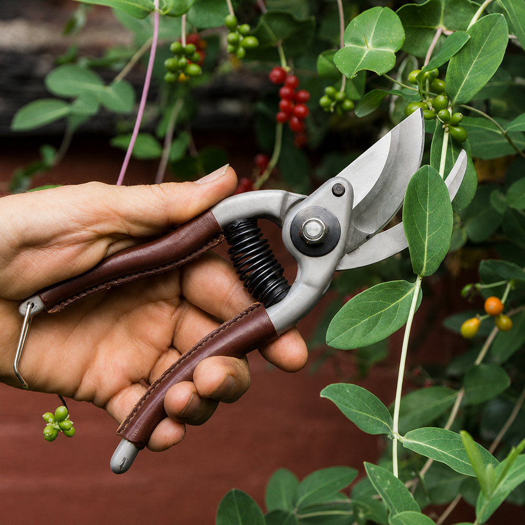 Greenhaus Gardening Premium Trim Pruner Set with Real Leather Holster