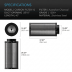 Greenhaus Gardening 10-Inch Duct Carbon Filter for Large Ventilation Systems