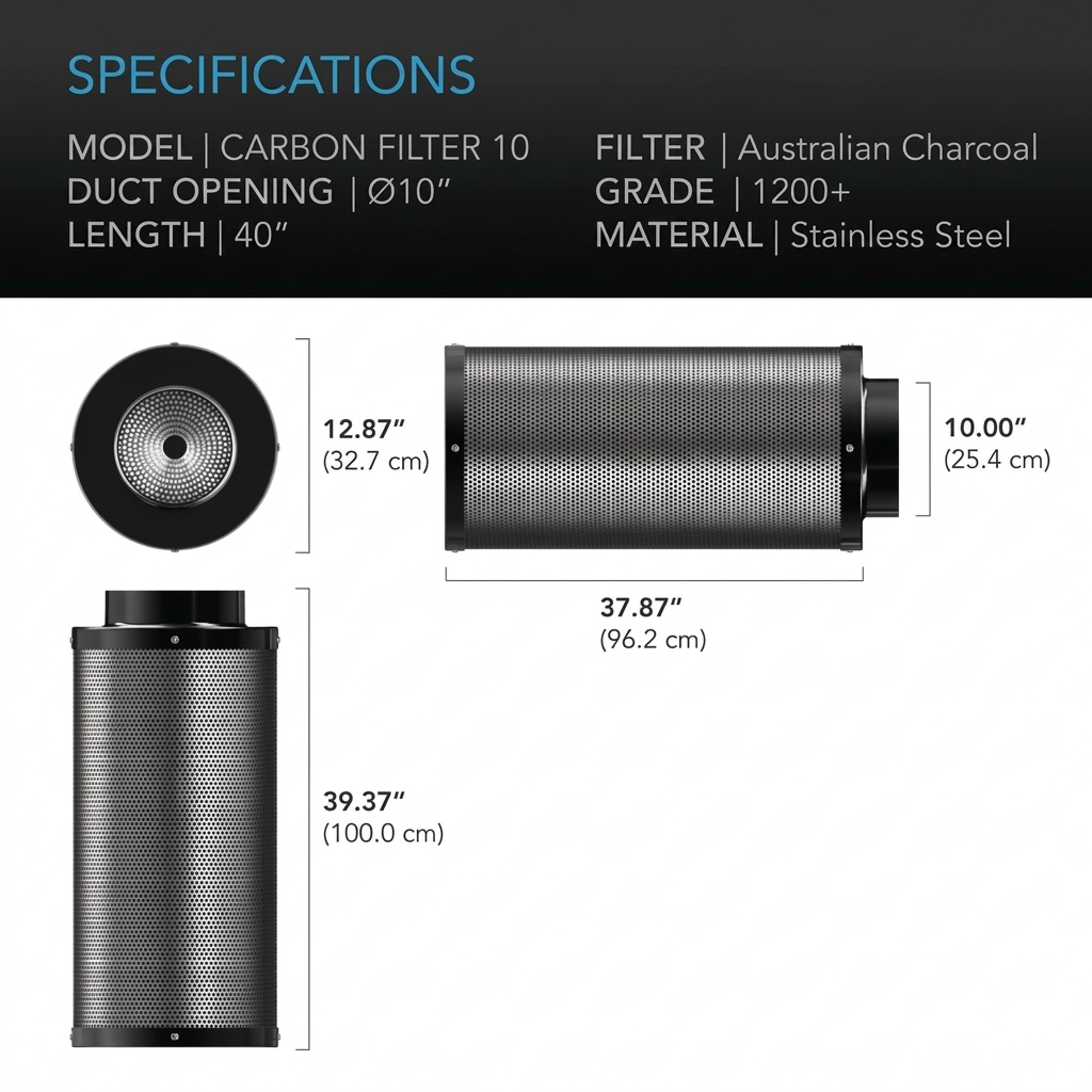 Greenhaus Gardening 12-Inch Duct Carbon Filter for Maximum Airflow Systems