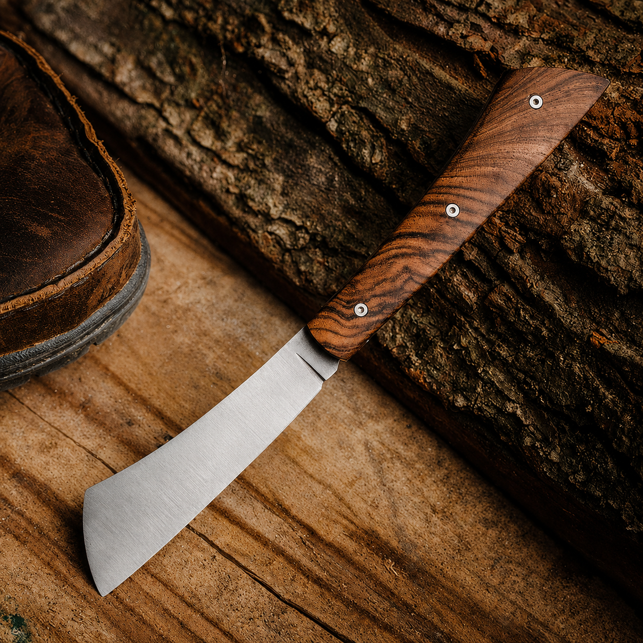 Greenhaus Gardening Folding Knife — Walnut Handle & Stainless Steel Blade