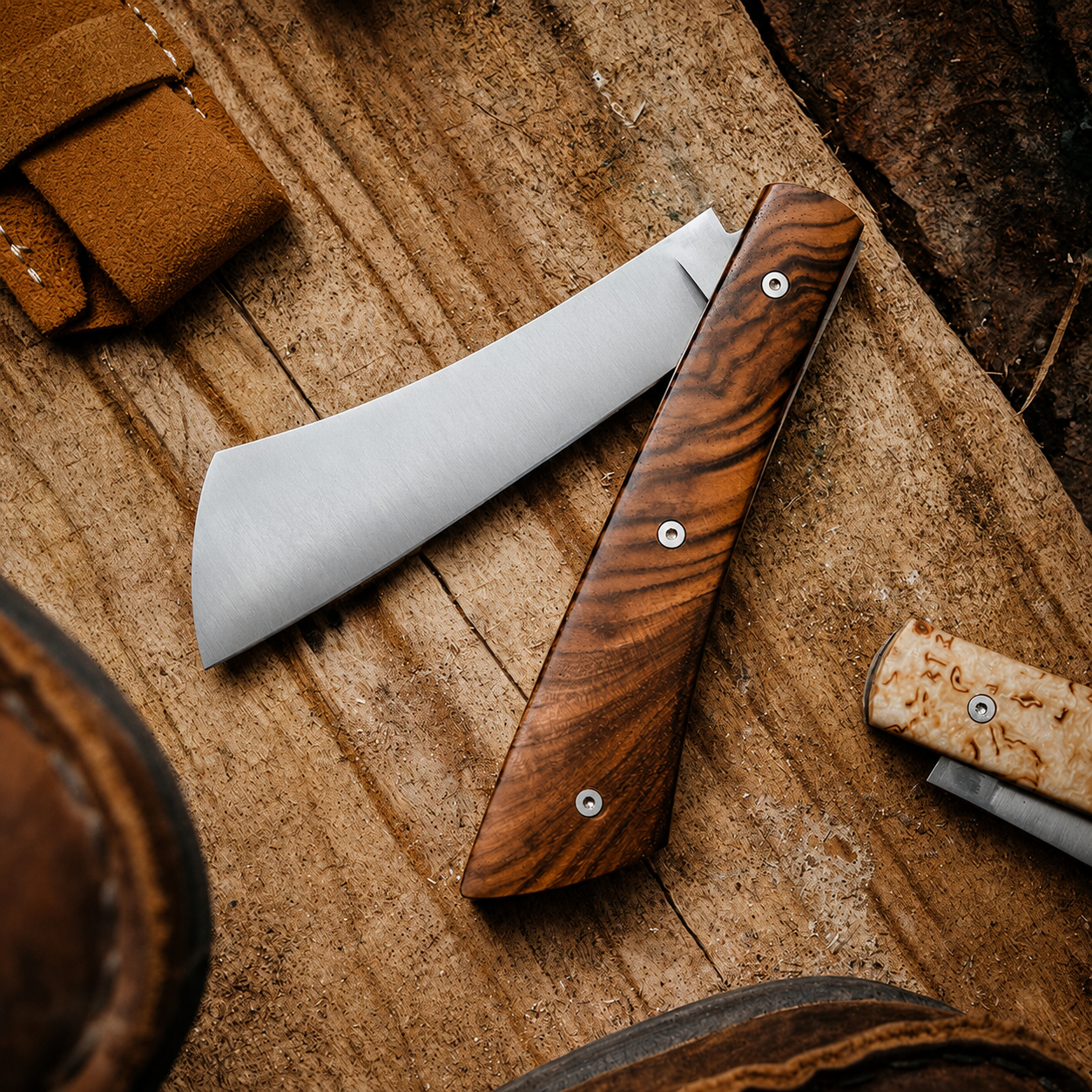 Greenhaus Gardening Folding Knife — Walnut Handle & Stainless Steel Blade