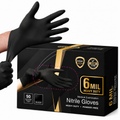 Greenhaus Gardening Heavy-Duty Black Nitrile Exam Gloves, 6 Mil, Food Safe & Latex-Free