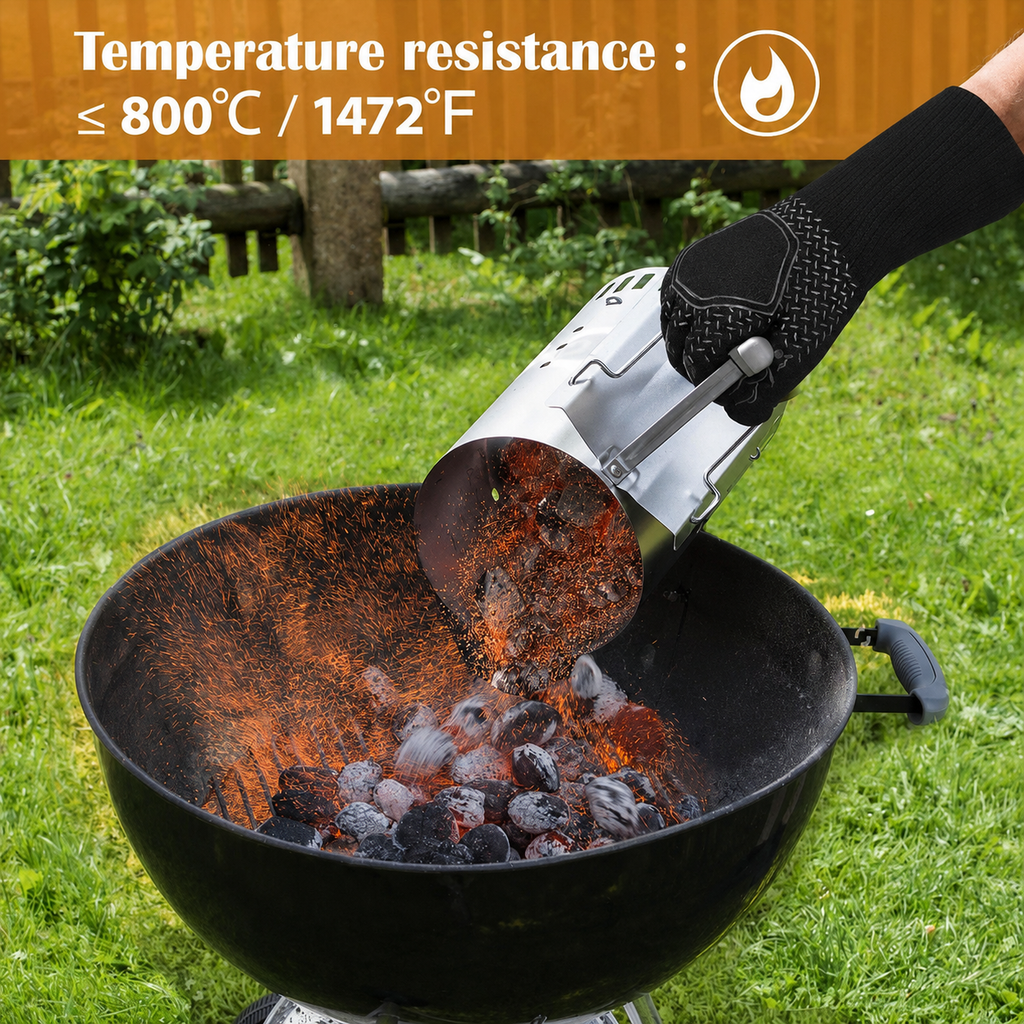 Greenhaus Gardening Heat Resistant BBQ Gloves with Silicone Grip