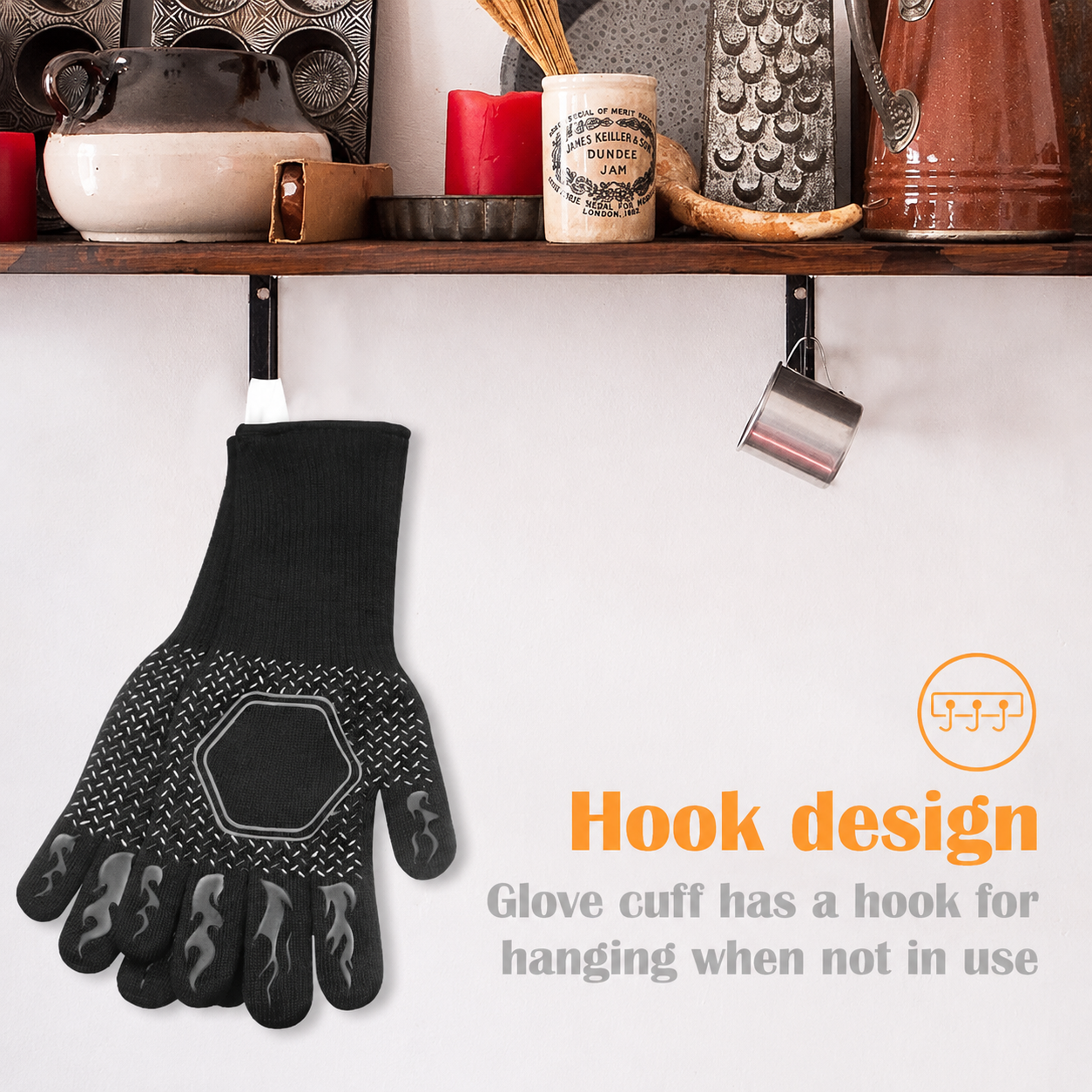 Greenhaus Gardening Heat Resistant BBQ Gloves with Silicone Grip