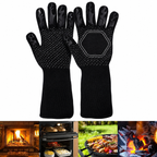 Greenhaus Gardening Heat Resistant BBQ Gloves with Silicone Grip