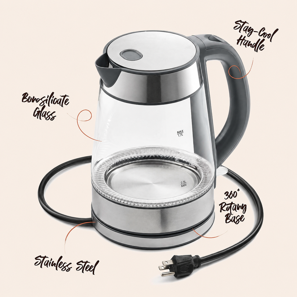 Greenhaus Gardening 1.7L Electric Kettle with Fast Boil and LED Light