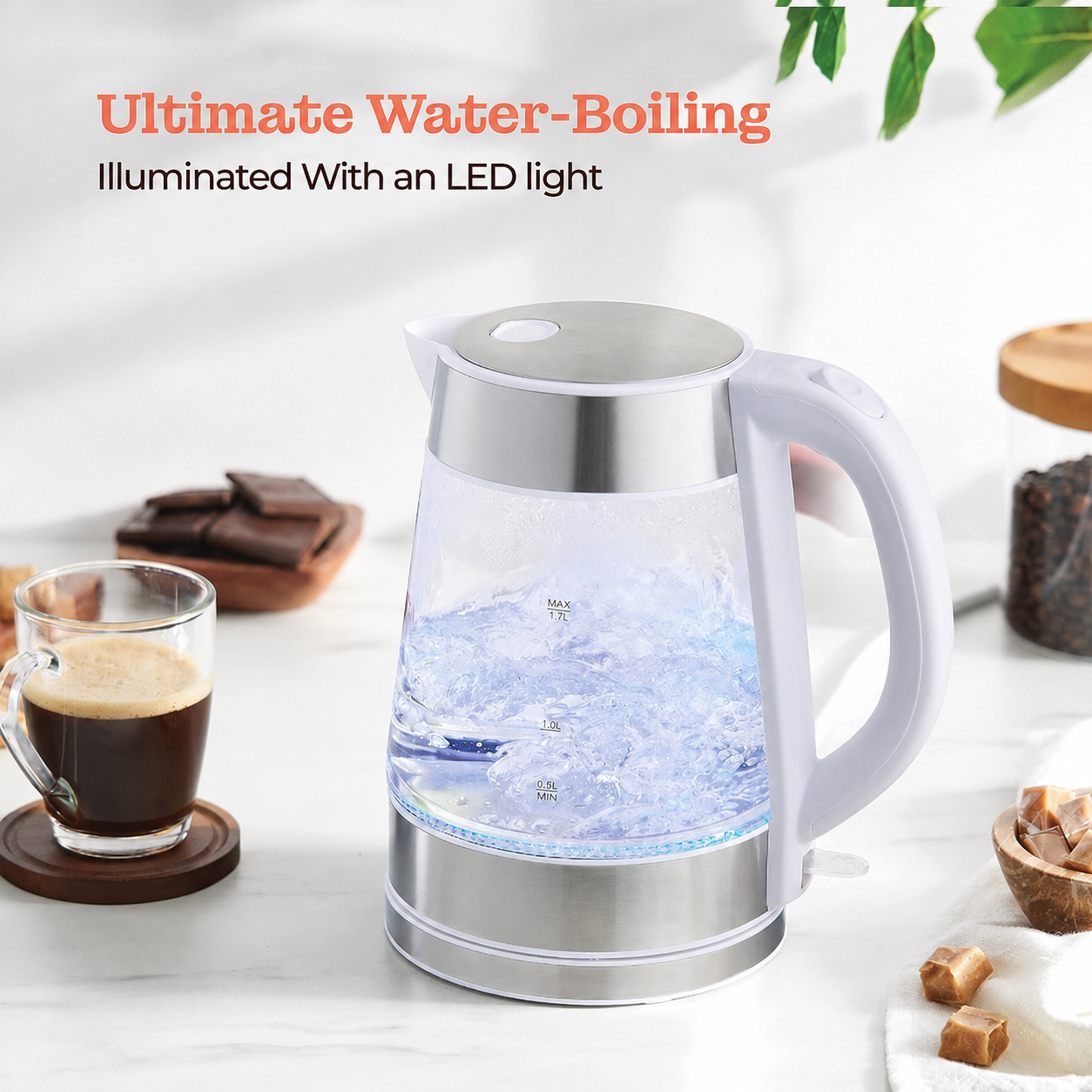Greenhaus Gardening 1.7L Electric Kettle with Fast Boil and LED Light