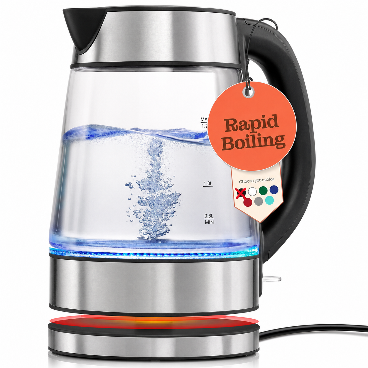 Greenhaus Gardening 1.7L Electric Kettle with Fast Boil and LED Light