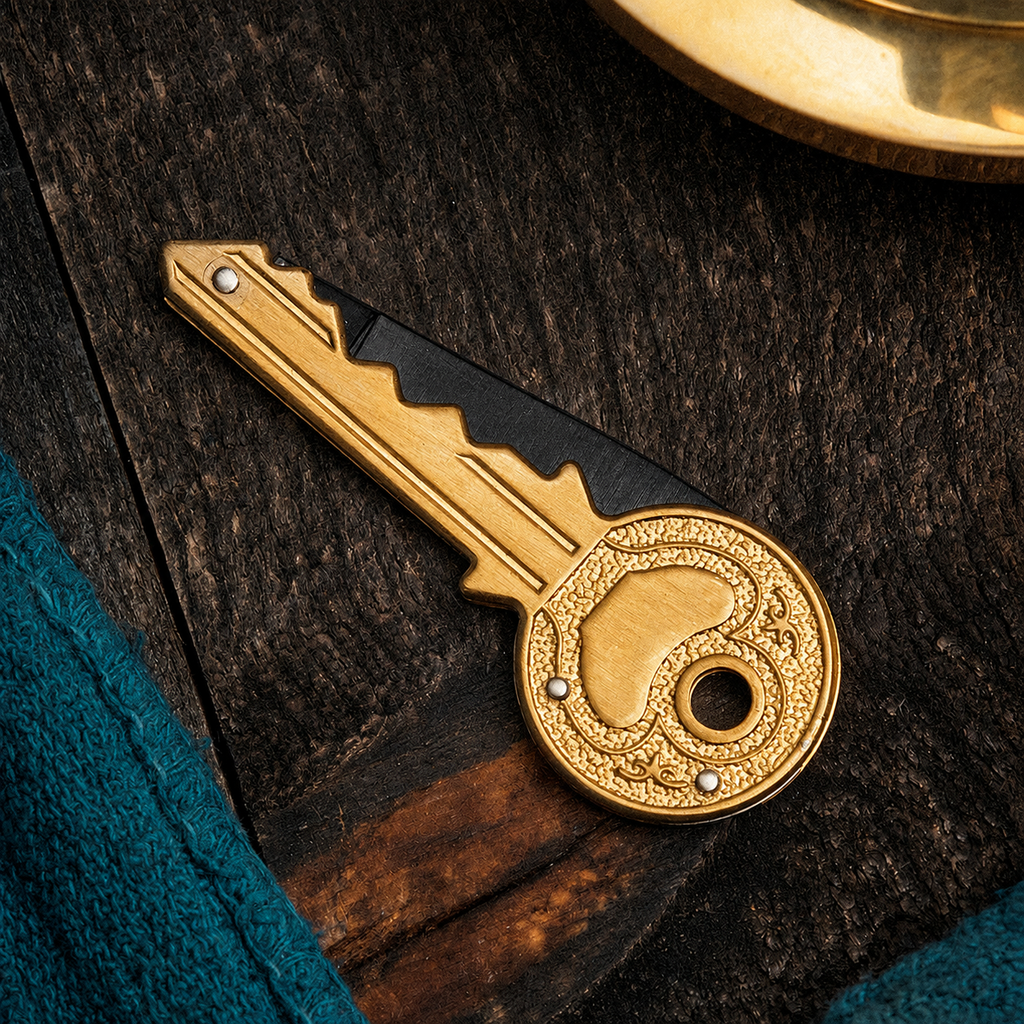 Greenhaus Gardening Folding Key Knife — Small Brass Utility Cutter
