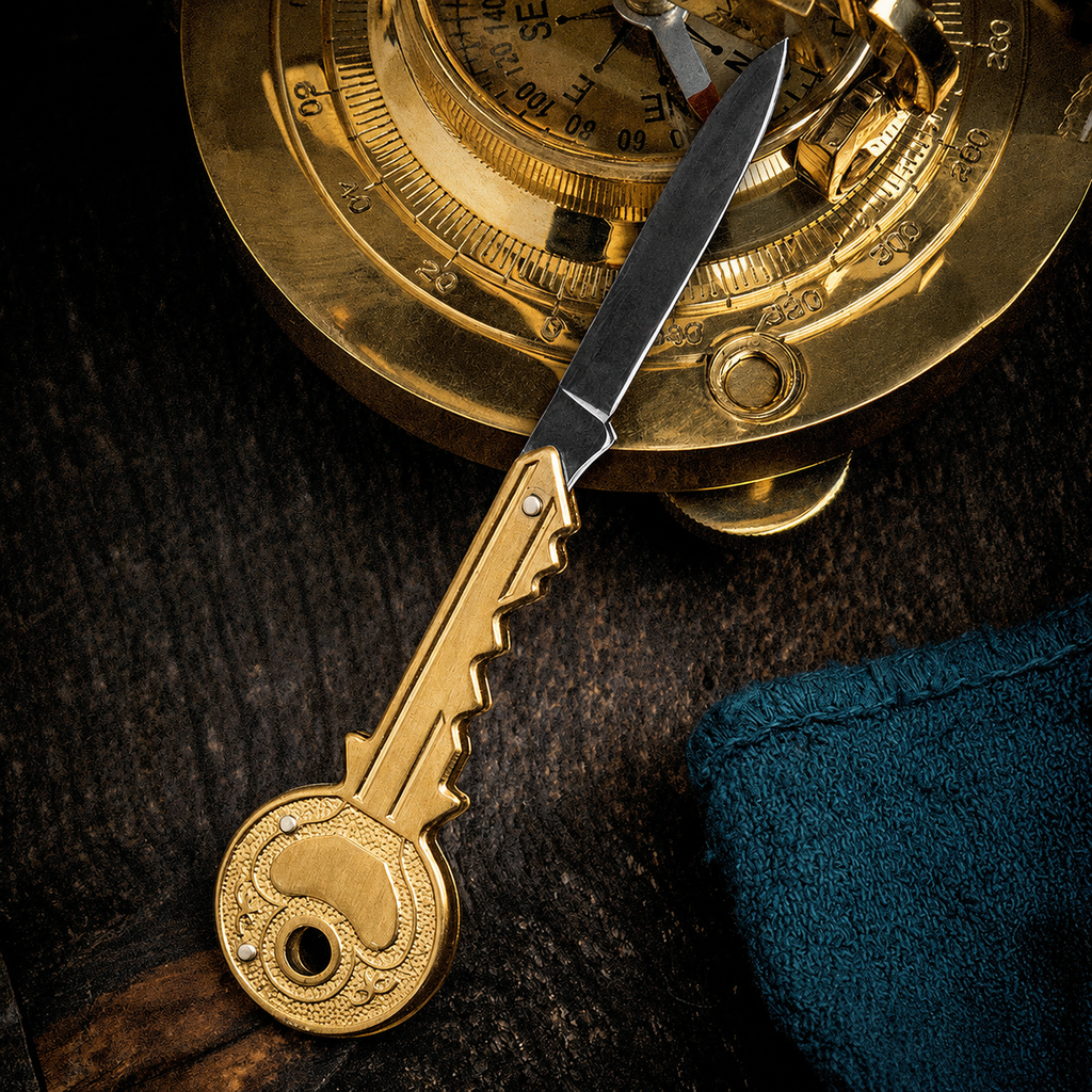 Greenhaus Gardening Folding Key Knife — Small Brass Utility Cutter
