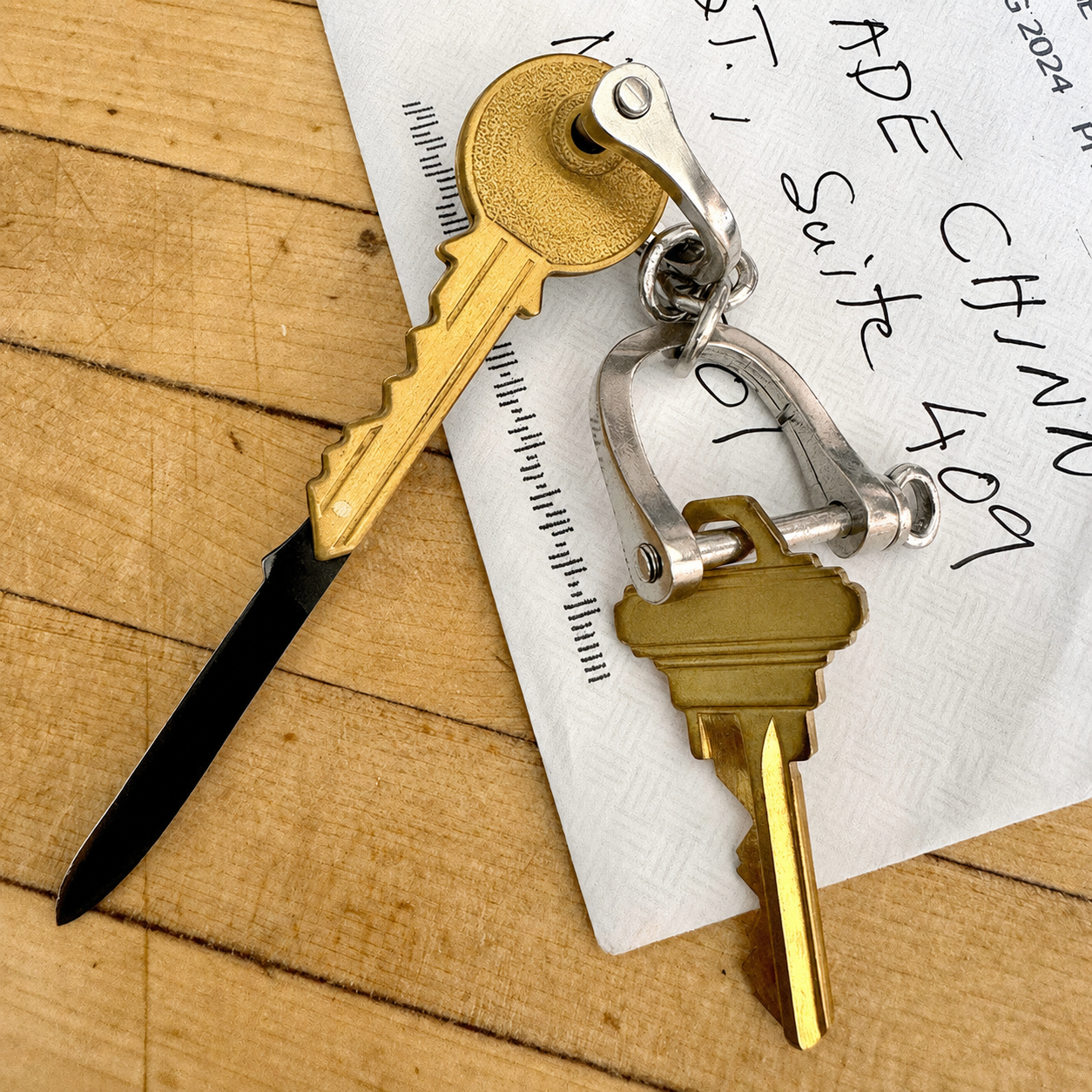 Greenhaus Gardening Folding Key Knife — Small Brass Utility Cutter