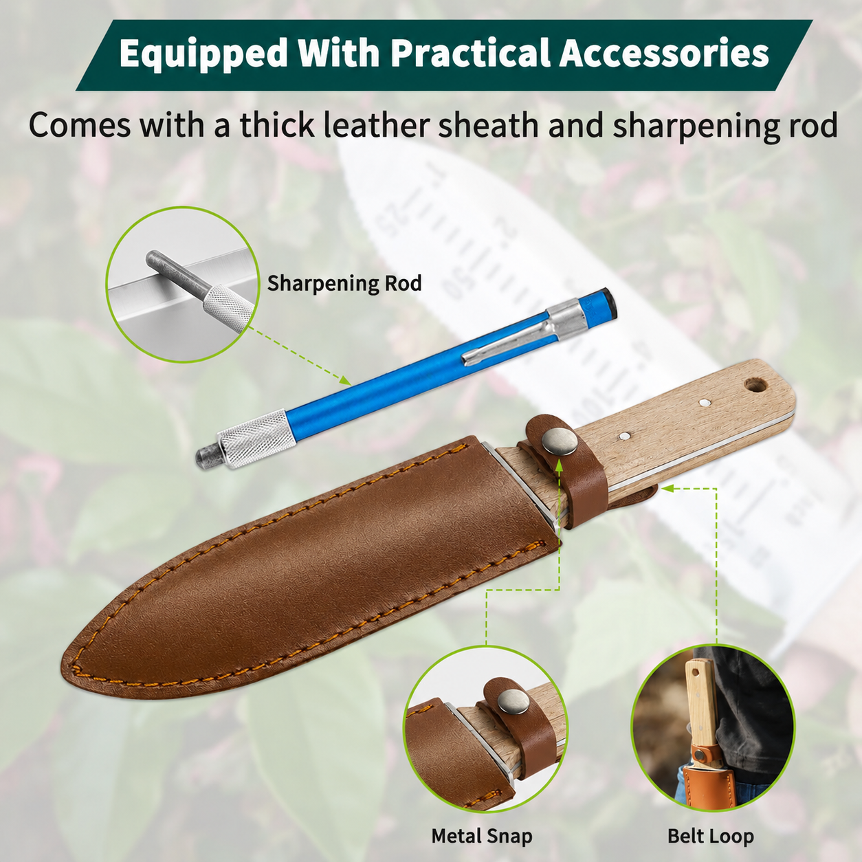 Greenhaus Gardening Garden Digging Knife, Serrated Blade with Measuring Scale