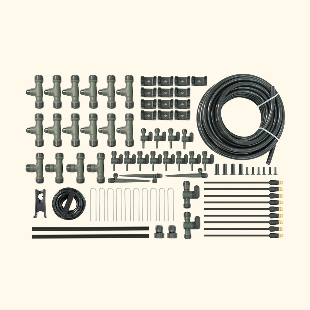 Greenhaus Gardening Drip Irrigation Kit for Raised Garden Beds with Adjustable Spray Modes