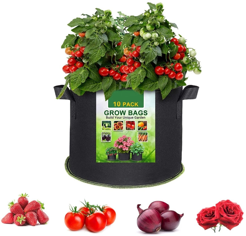 Greenhaus Gardening Premium Fabric Grow Pots 10-Pack for Vegetables