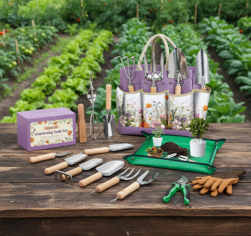 Greenhaus Gardening Garden Tools Set with Kneeling Pad and Gloves