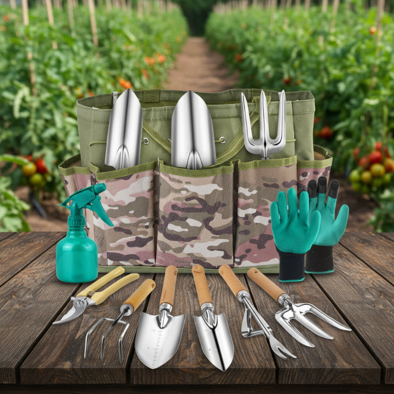 Greenhaus Gardening Garden Tools Set with Kneeling Pad and Gloves
