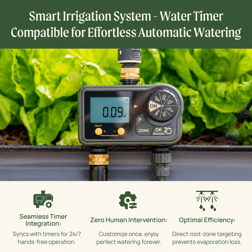 Greenhaus Gardening Drip Irrigation Kit for Raised Garden Beds with Adjustable Spray Modes