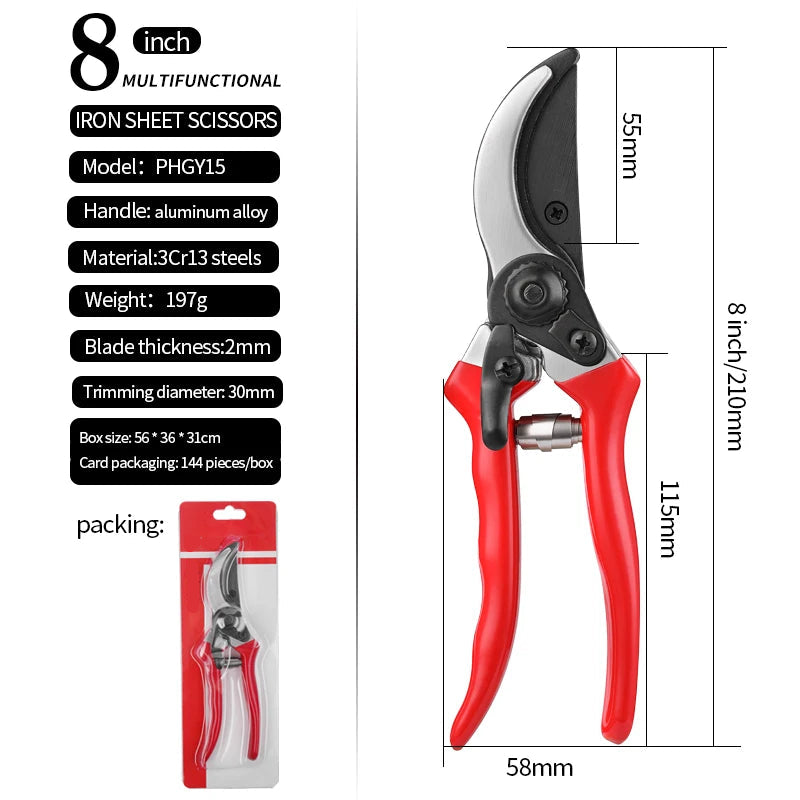 Greenhaus Gardening Industrial Grade Bypass Pruning Shears with Aluminum Alloy Handles