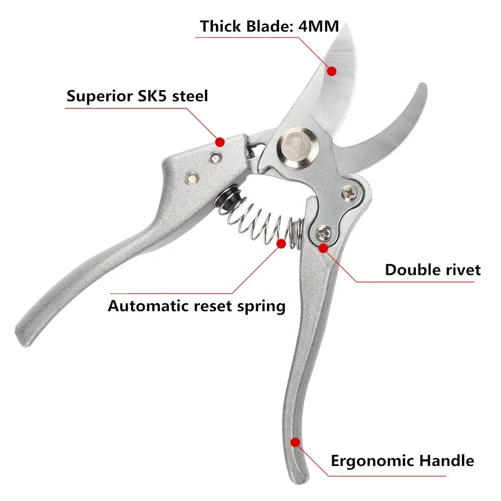 Greenhaus Gardening Professional SK5 Steel Bypass Pruning Shears with Heavy-Duty Metal Handles