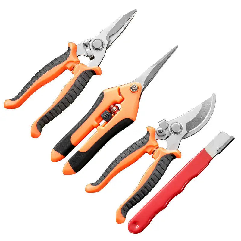 Greenhaus Gardening 4-Piece Garden Pruning Tool Set with Grafting Pruner, Bypass Pruner and Harvest Shears