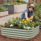 Greenhaus Gardening Metal Grow Beds 4-Pack for Flower and Herb Gardens