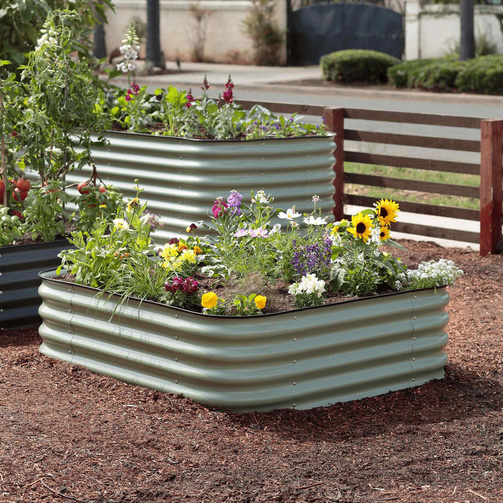 Greenhaus Gardening Raised Garden Bed Kit, 15" Steel Planter for Home Vegetables