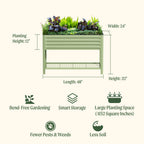 Greenhaus Gardening Elevated Garden Bed 2x4 with Wheels & Drainage Planter