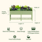 Greenhaus Gardening Elevated Garden Bed 2x6 with Wheels & Storage Raised Planter Box