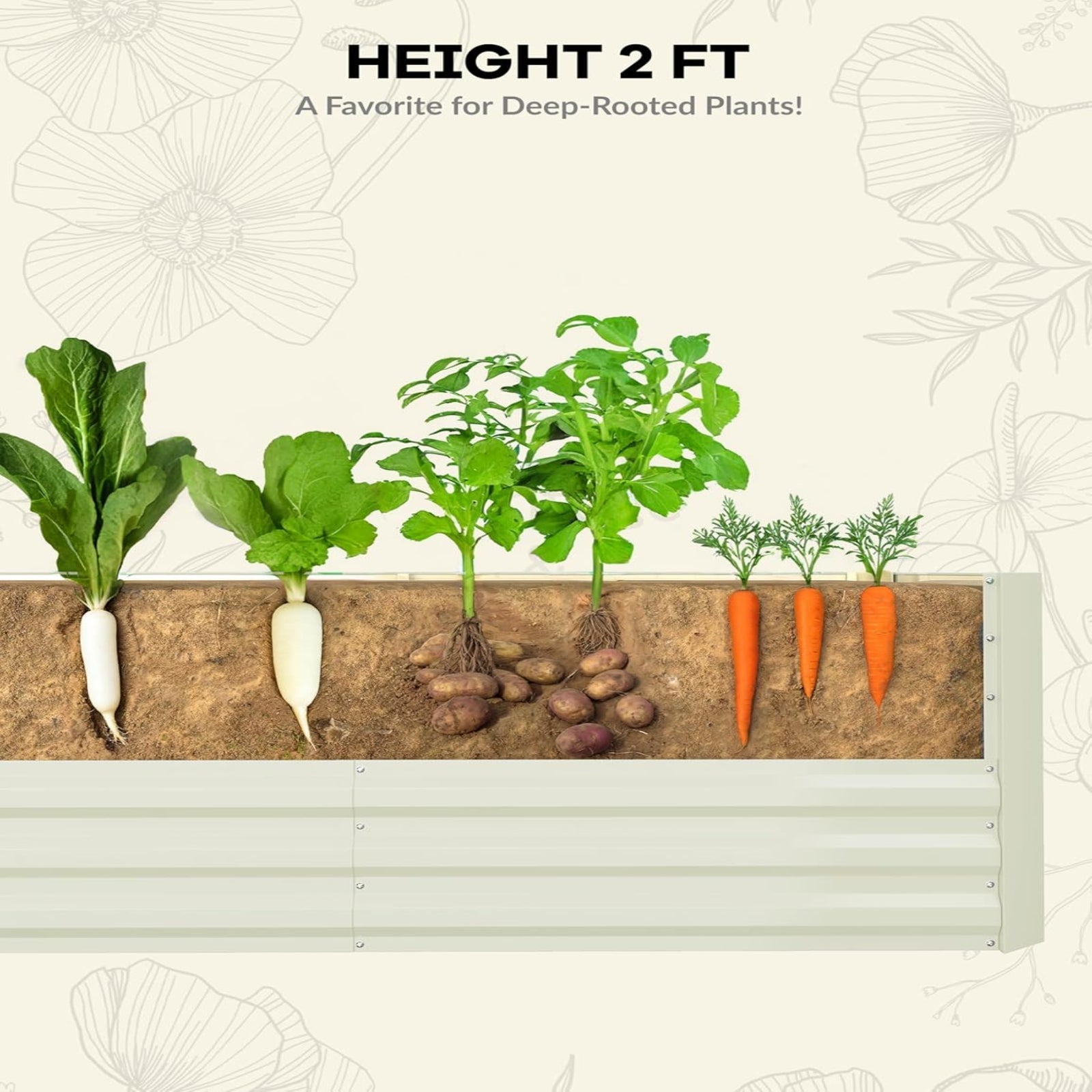 Greenhaus Gardening 8 × 4 ft Raised Garden Bed with Open Bottom